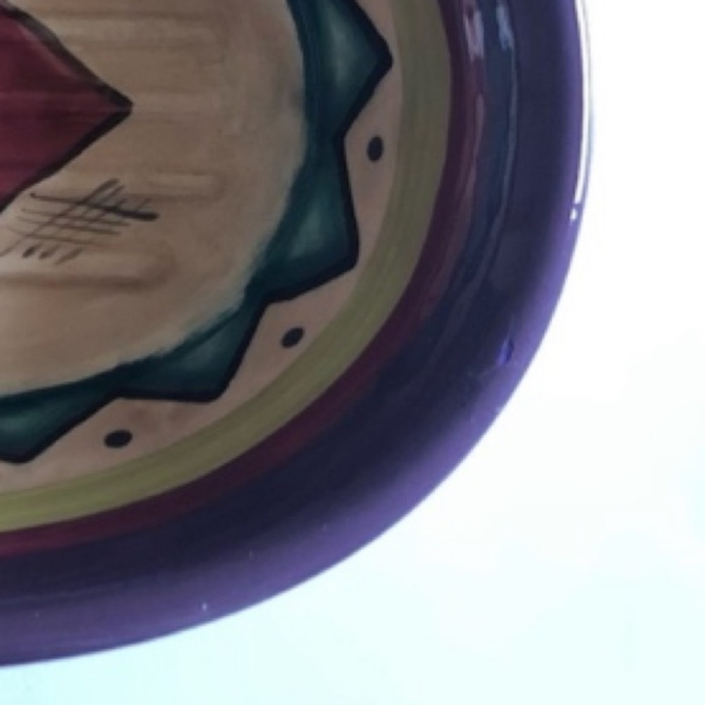 Dish ceramic decorative purple, soft red, turquoise, and lime - Picture 4 of 6